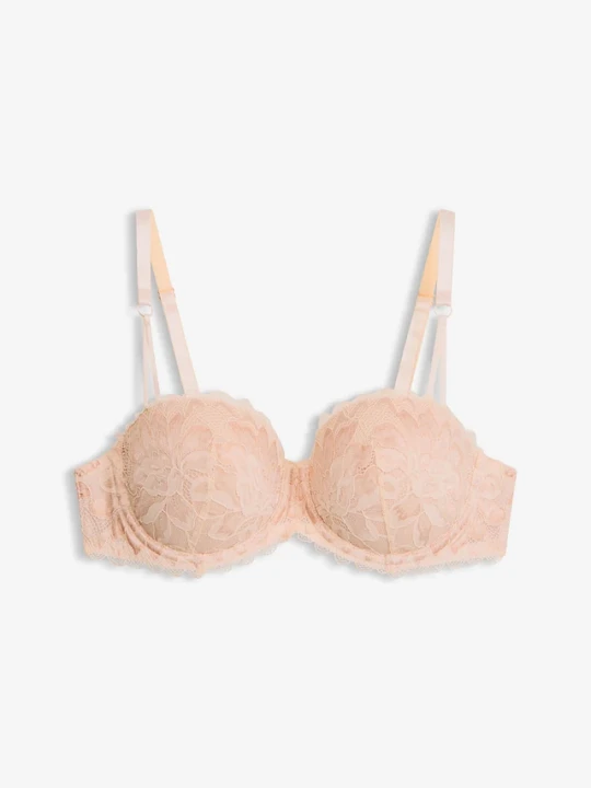 Zdjęcie produktu Biustonosz balkonetka z eleganckiej koronki BonPrix beżowy