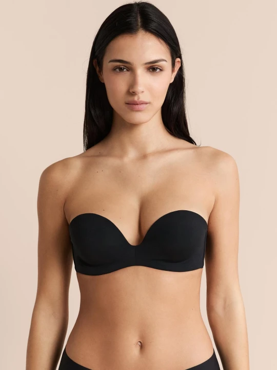 Zdjęcie produktu Biustonosz bandeau push-up z mikrofibry Etam czarny