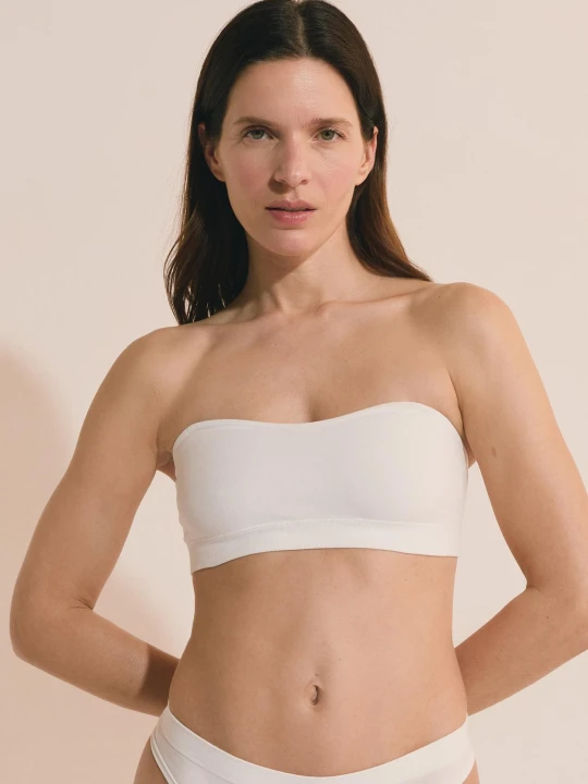 Zdjęcie produktu Biustonosz typu bandeau z odpinanymi, bawełnianymi ramiączkami Etam ecru