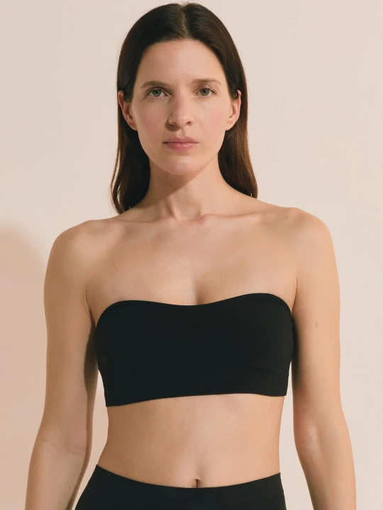 Zdjęcie produktu Biustonosz typu bandeau z odpinanymi, bawełnianymi ramiączkami Etam czarny