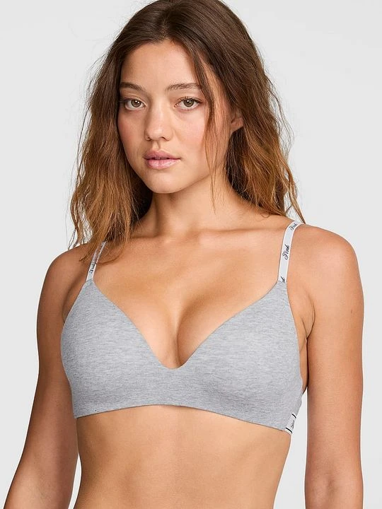 Zdjęcie produktu PINK WEAR EVERYWHERE Biustonosz bez fiszbin lekko usztywniany Wear Everywhere Victoria's Secret Szary
