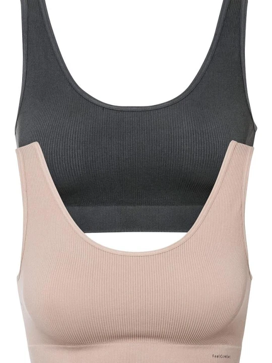 Zdjęcie produktu Biustonosz bezszwowy bustier Feel Comfort w prążek (2 szt.) BonPrix szary