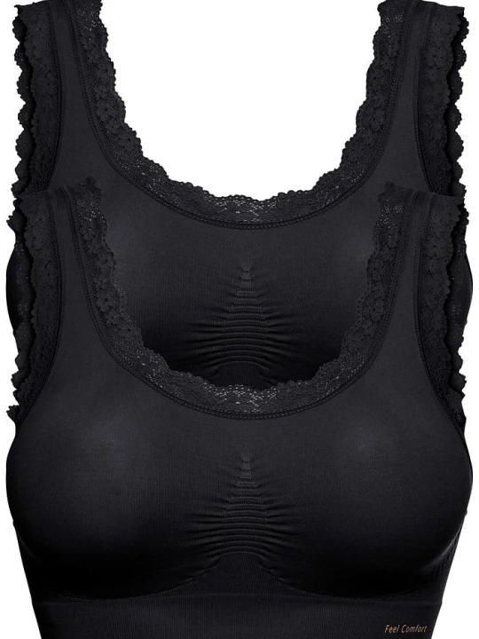 Zdjęcie produktu Biustonosz bezszwowy bustier z kolekcji Feel Comfort (2 szt.) BonPrix czarny