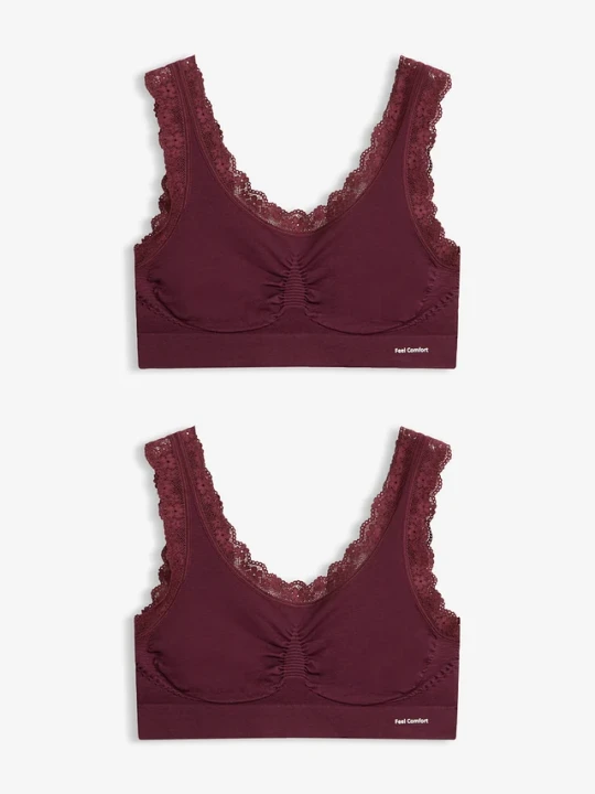 Zdjęcie produktu Biustonosz bezszwowy bustier z kolekcji Feel Comfort (2 szt.) BonPrix fioletowy