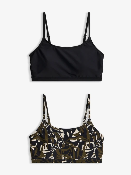 Zdjęcie produktu Biustonosz bikini bustier, 2 szt., gładki i z nadrukiem BonPrix czarny