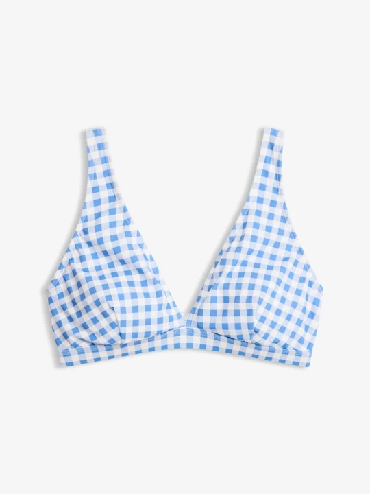 Zdjęcie produktu Biustonosz bikini ze wzorem w kratę BonPrix biały