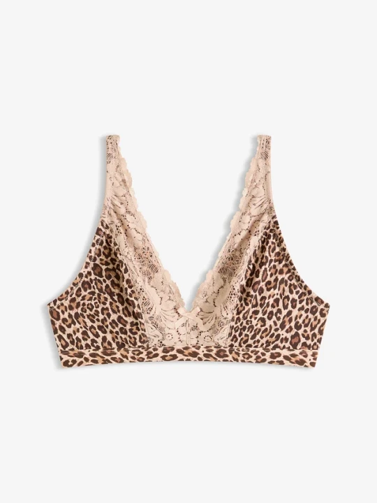 Zdjęcie produktu Biustonosz bralette bez fiszbinów z miękką podszewką, w panterkę BonPrix beżowy