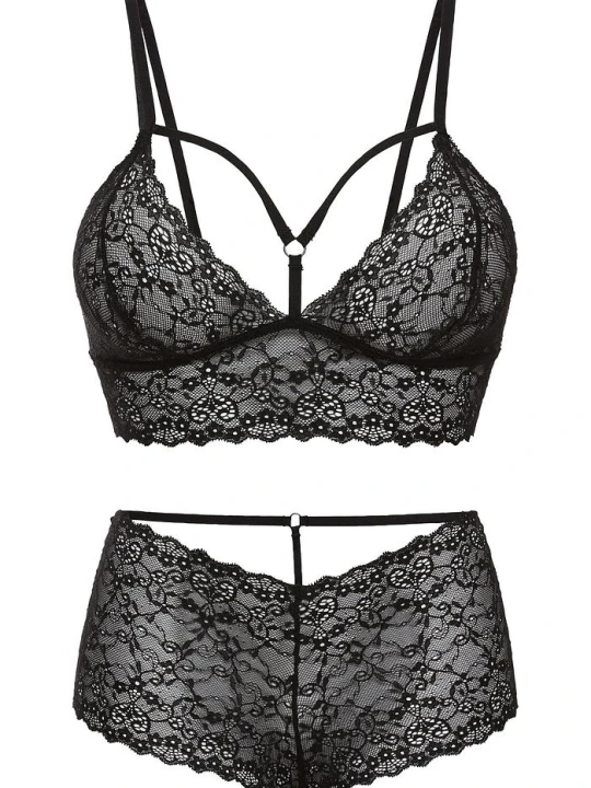Zdjęcie produktu "Biustonosz bustier + figi panty ""ouvert"" (2 części)" BonPrix czarny