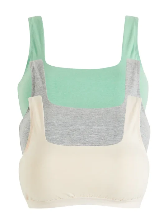 Zdjęcie produktu Biustonosz bustier z bawełną organiczną (3 szt.) BonPrix zielony