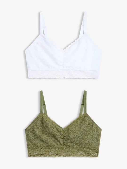 Zdjęcie produktu Biustonosz bustier z delikatną koronką (2 szt.) BonPrix zielony