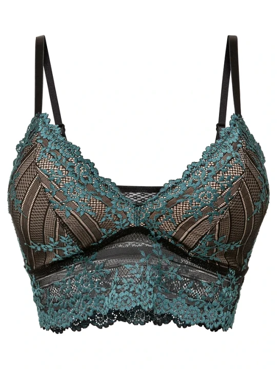 Zdjęcie produktu Biustonosz bustier z dwukolorowej koronki BonPrix niebieski