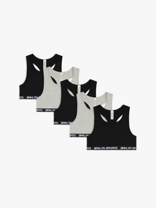 Zdjęcie produktu Biustonosz bustier z elastycznej mieszanki bawełny organicznej (5 szt.) BonPrix szary