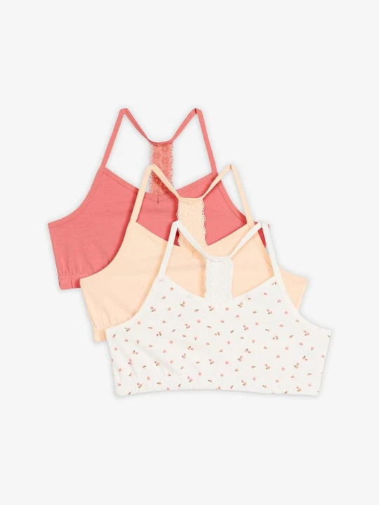 Zdjęcie produktu Biustonosz bustier z miękką bawełną i koronką (3 szt.) BonPrix biały