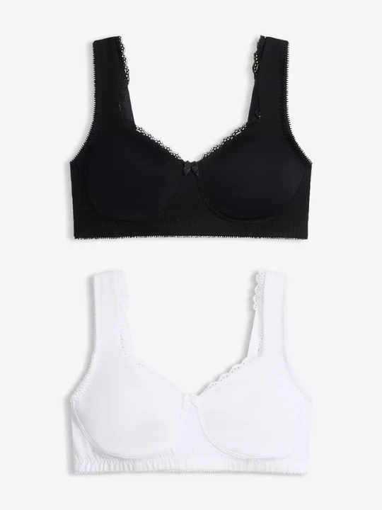 Zdjęcie produktu Biustonosz minimizer typu T-shirt bez fiszbinów z bawełną organiczną (2 szt.) BonPrix czarny