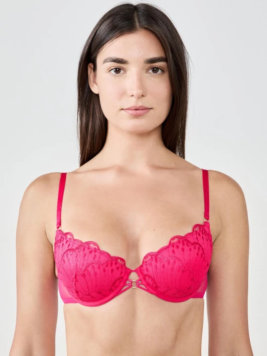 Zdjęcie produktu Biustonosz N.4 - Lekkie wypełnienie z haftem kwiatowym Etam fuchsia clair