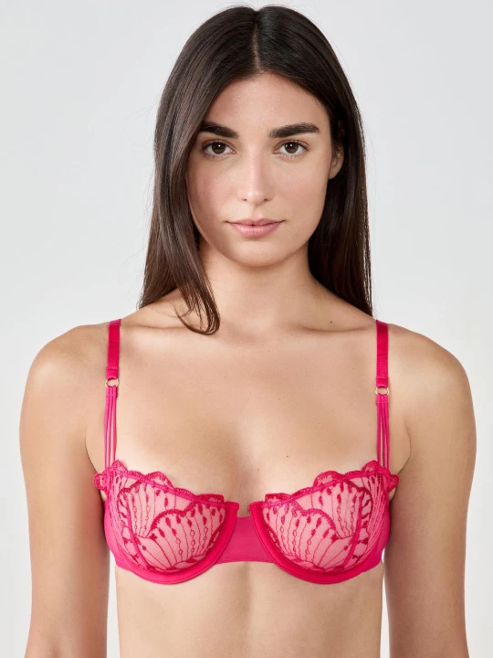 Zdjęcie produktu Biustonosz N.9 - Balkonetka z haftem kwiatowym Etam fuchsia clair