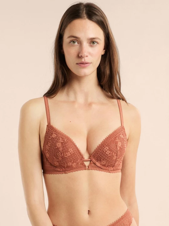Zdjęcie produktu Biustonosz nr 2 - Push-up z głębokim dekoltem z koronki Etam Blush