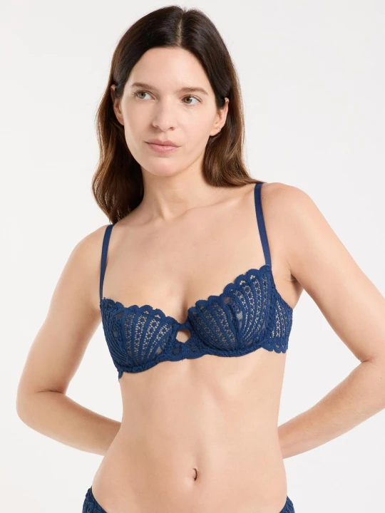 Zdjęcie produktu Biustonosz nr 9 - Balconette z koronki Etam marine