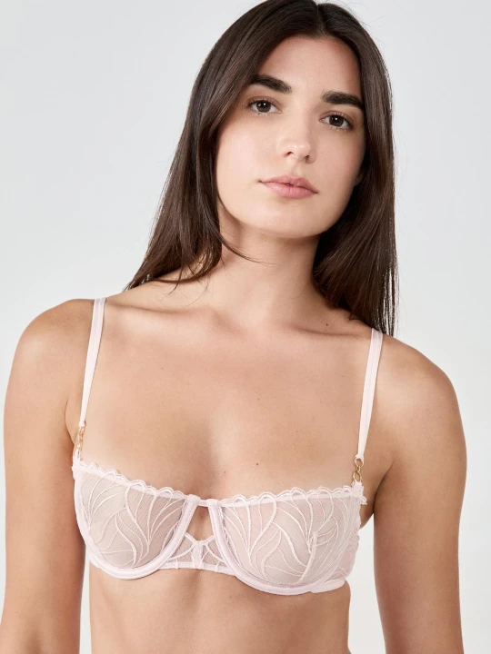 Zdjęcie produktu Biustonosz nr 9 - Balkonetka z haftem kwiatowym Etam rose givre