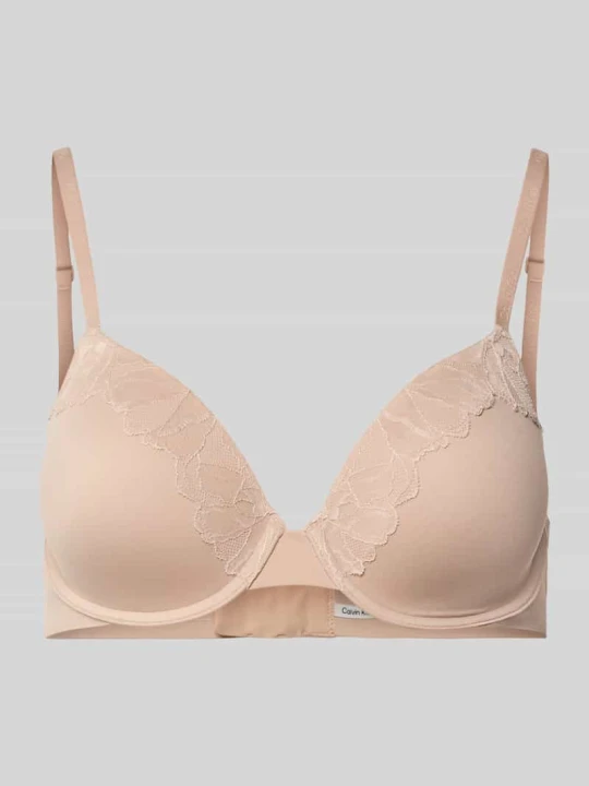 Zdjęcie produktu Biustonosz o kroju regular fit z obszyciem koronką model ‘Cove’ Calvin Klein Beżowy