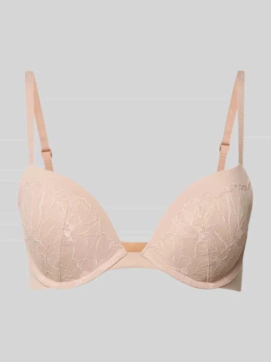 Zdjęcie produktu Biustonosz o kroju regular fit z obszyciem koronką model ‘Plunge’ Calvin Klein Beżowy