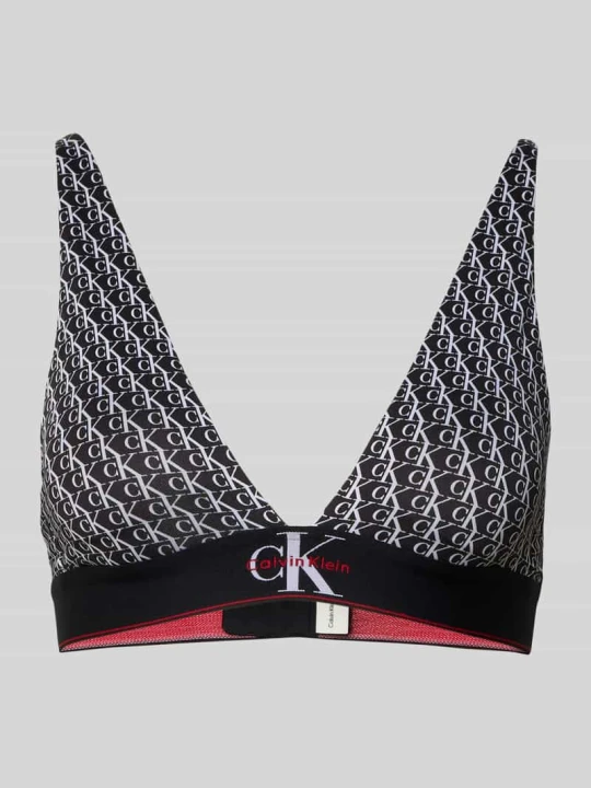 Zdjęcie produktu Biustonosz o kroju slim fit z nadrukiem z logo na całej powierzchni Calvin Klein Czarny