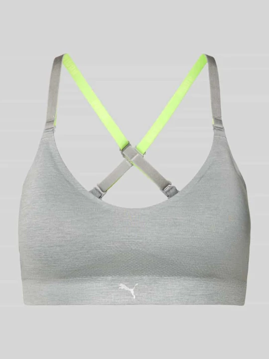 Zdjęcie produktu Biustonosz o trójkątnym kształcie z logo i skrzyżowanymi ramiączkami Puma Średnioszary melanż