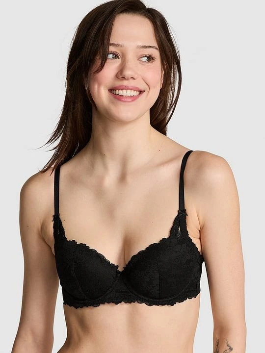 Zdjęcie produktu Biustonosz PINK Wink balconette lekko usztywniany Victoria's Secret Czarny