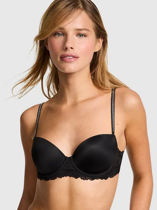 Zdjęcie produktu Biustonosz PINK Wink balconette push-up Victoria's Secret Czarny
