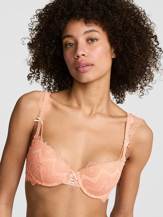 Zdjęcie produktu PINK Biustonosz push-up balconette PINK Wink Victoria's Secret Pomarańczowy