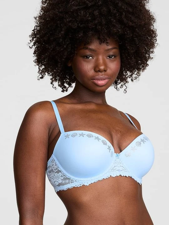 Zdjęcie produktu Biustonosz push-up balkonetka PINK Wink Victoria's Secret Niebieski