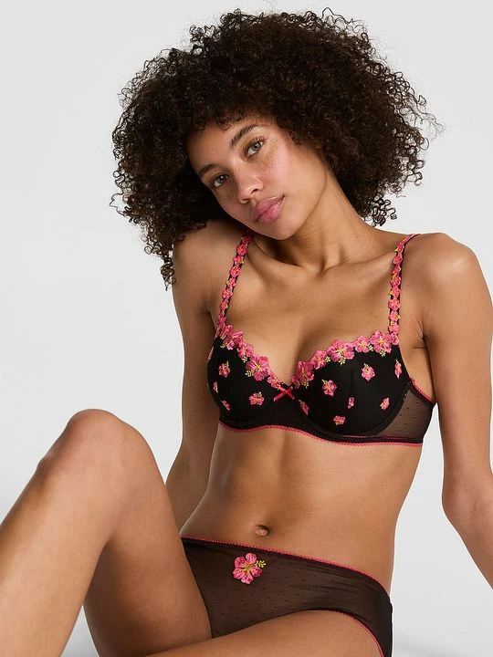 Zdjęcie produktu Biustonosz push-up balkonetka PINK Wink Victoria's Secret Czarny