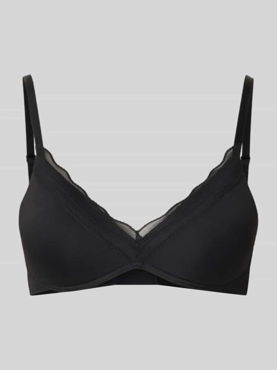 Zdjęcie produktu biustonosz push up o kroju slim fit z obszyciem koronką model 'Go Blush' Sloggi Czarny