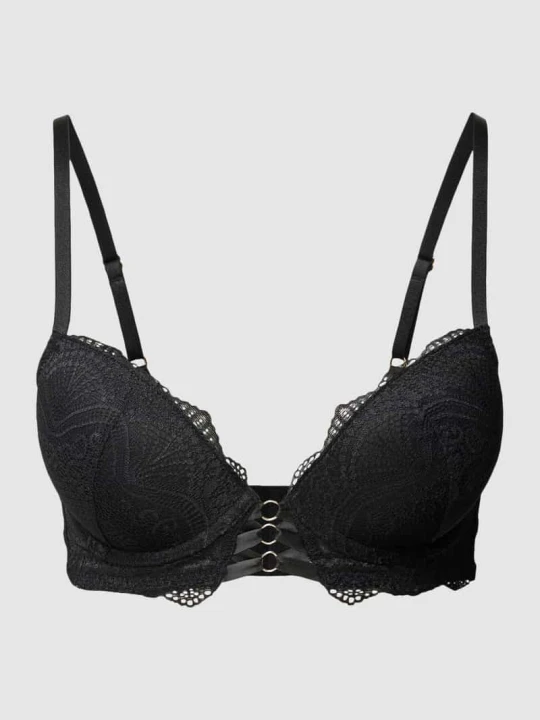 Zdjęcie produktu Biustonosz push up z obszyciem koronką model ‘Elenora’ Lascana Czarny
