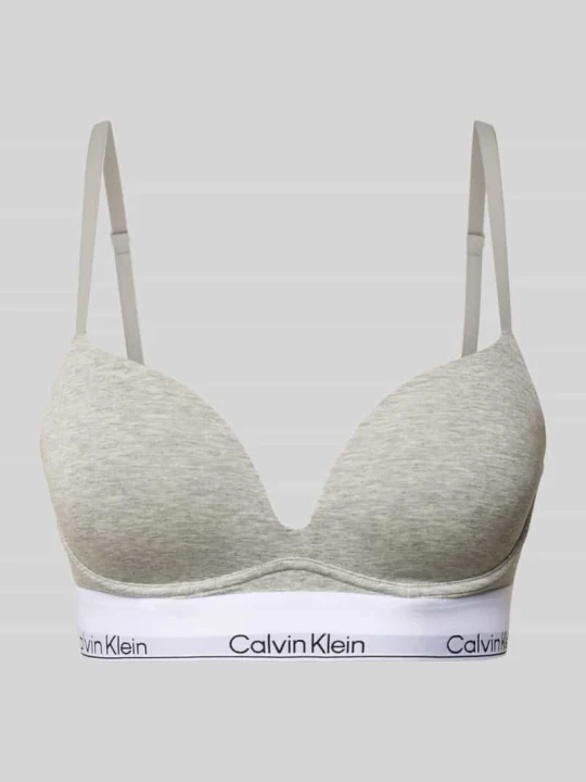 Zdjęcie produktu Biustonosz push up z paskiem z logo Calvin Klein Jasnoszary