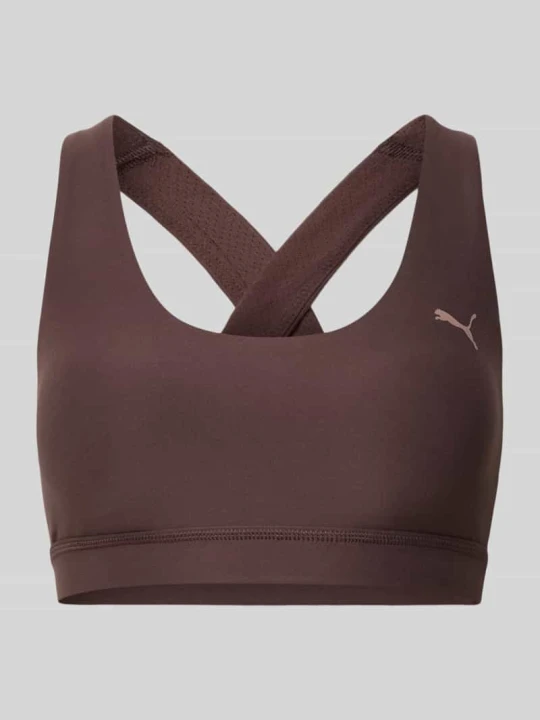 Zdjęcie produktu Biustonosz sportowy o kroju slim fit z nadrukiem z logo Model 'Cloudspun' Puma Ciemnobrązowy melanż