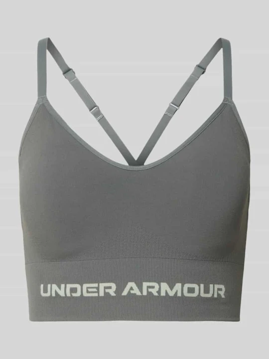 Zdjęcie produktu Biustonosz sportowy o kroju slim fit z nadrukiem z logo Model 'Vanish' Under Armour Ciemnoszary