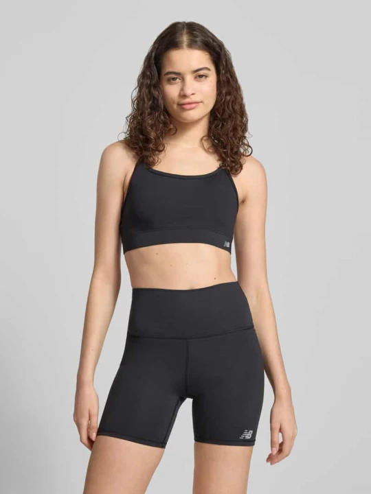 Zdjęcie produktu Biustonosz sportowy o kroju slim fit z nadrukiem z logo New Balance Czarny