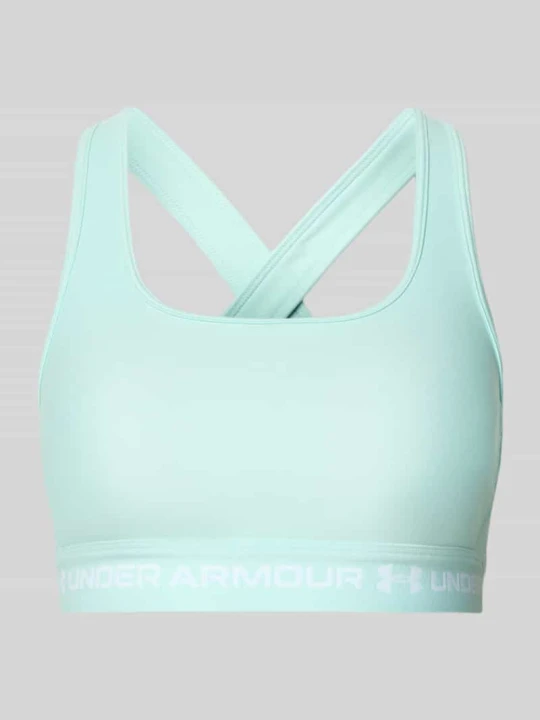 Zdjęcie produktu Biustonosz sportowy o kroju slim fit z nadrukiem z logo Under Armour Miętowy