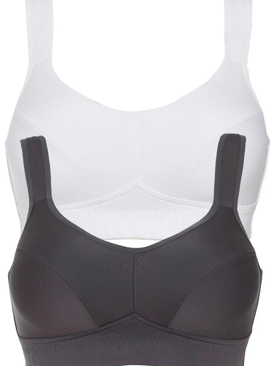 Zdjęcie produktu Biustonosz sportowy, średni stopień podtrzymywania biustu (2 szt.) BonPrix szary