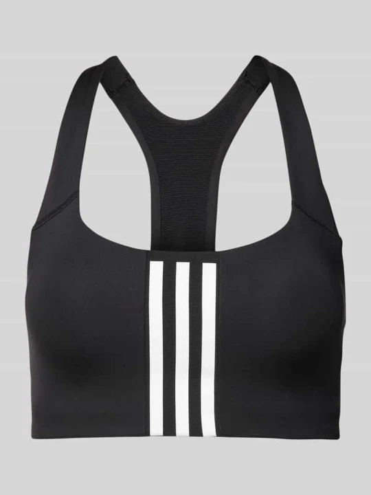 Zdjęcie produktu Biustonosz sportowy z charakterystycznymi dla marki paskami Adidas Czarny