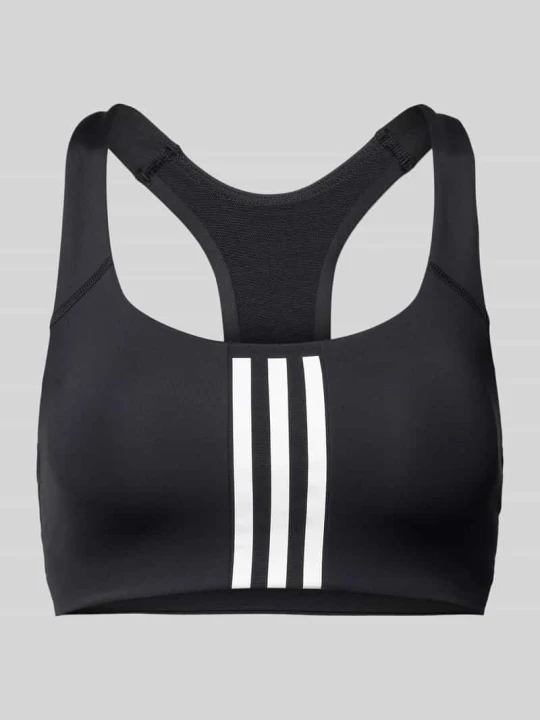 Zdjęcie produktu Biustonosz sportowy z charakterystycznymi dla marki paskami Adidas Czarny
