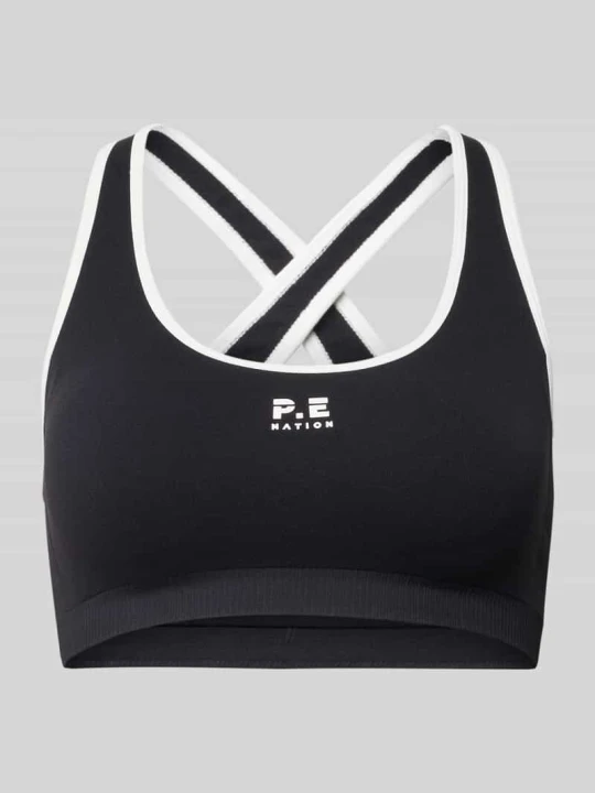 Zdjęcie produktu Biustonosz sportowy z nadruk z logo model 'ADAPTION SEAMLESS' P.E Nation Czarny