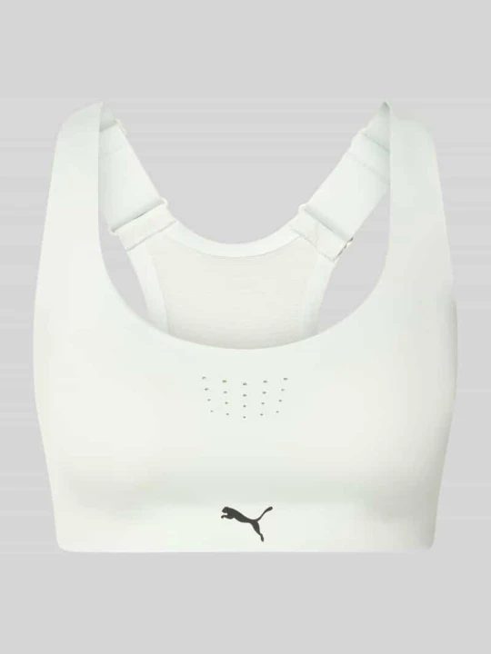 Zdjęcie produktu Biustonosz sportowy z nadrukiem z logo model 'PWRMODE BRA - HIGH' Puma Miętowy