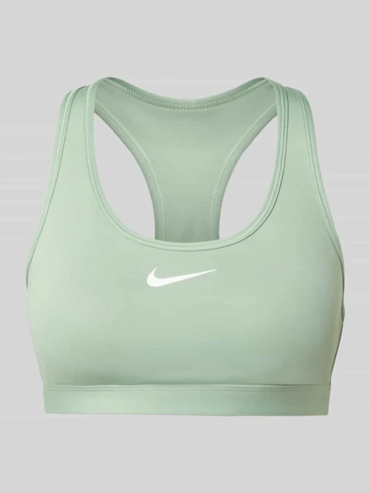 Zdjęcie produktu Biustonosz sportowy z nadrukiem z logo model 'Swoosh' Nike Khaki