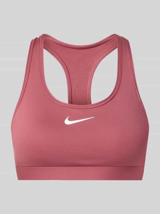 Zdjęcie produktu Biustonosz sportowy z nadrukiem z logo Nike Ciemnoczerwony