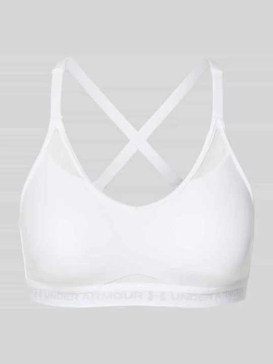 Zdjęcie produktu Biustonosz sportowy z napisem z logo model 'UA Crossback Low Bra' Under Armour Biały