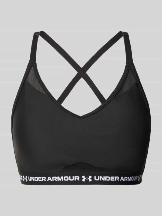 Zdjęcie produktu Biustonosz sportowy z napisem z logo model 'UA Crossback Low Bra' Under Armour Czarny