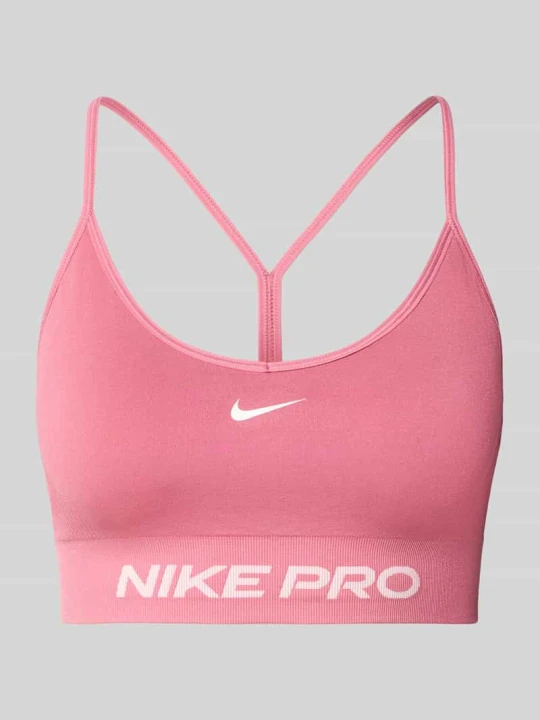 Zdjęcie produktu Biustonosz sportowy z pasem z logo Nike Mocnoróżowy