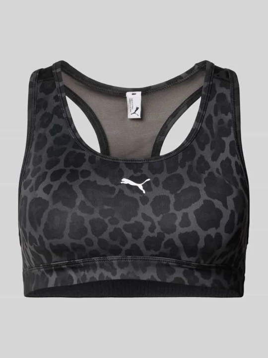 Zdjęcie produktu Biustonosz sportowy z wzór na całej powierzchni model '4KEEPS Bra' Puma Czarny